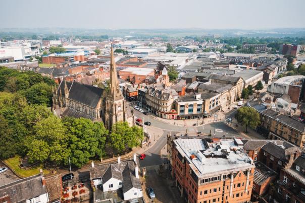 Aerial shot over Bury