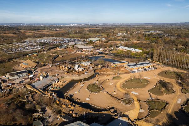 Aerial shot of Heart of Africa exhibition at Chester Zoo