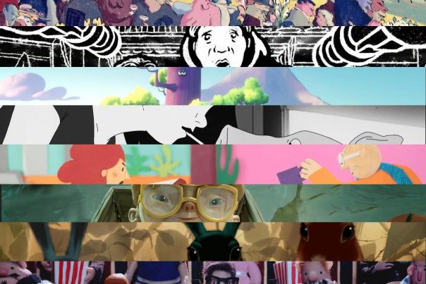 Collage of animated film stills