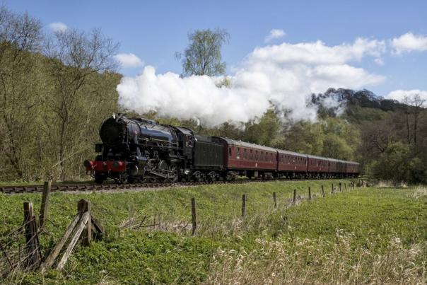 Steam train through Staffordshire Countryside