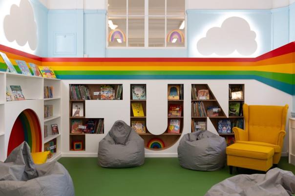 Family area with beanbags