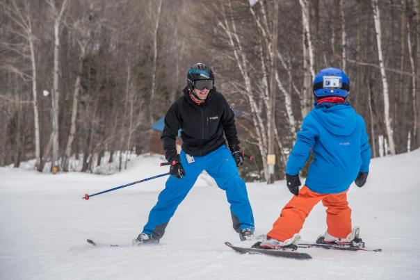 Skiing at Marquette Mountain Ski Area in Marquette, Michigan.