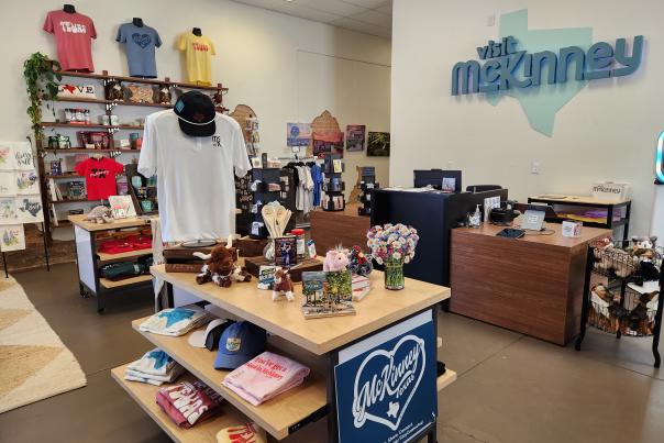Inside of Visit McKinney Visitors Center store