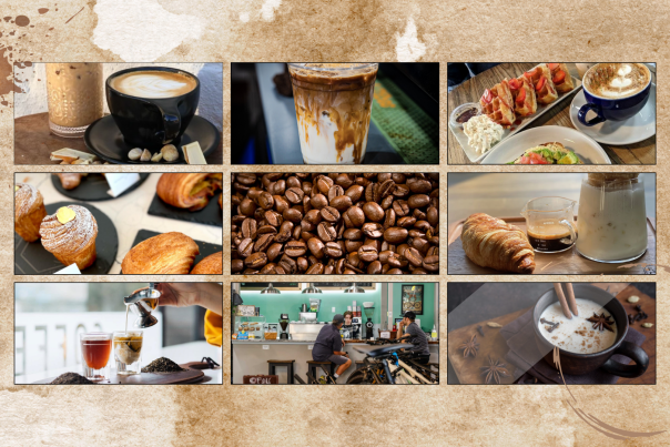composite photo of coffee from McKinney coffee shops