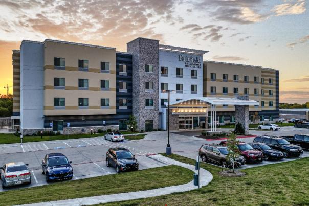 Fairfield Inn drone shot of building exterior