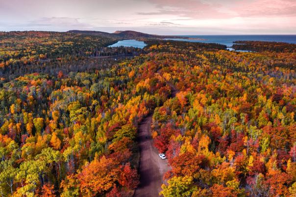 A fall road in the Upper Peninsula of Michigan