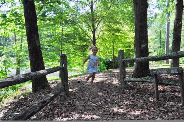 Lockerly Arboretum girl on walking trail