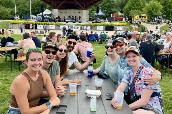 Friends enjoying beverages at HartFest