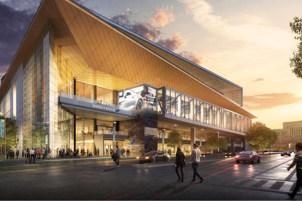 a rendering of the new expanding Baird Center convention center in Milwaukee