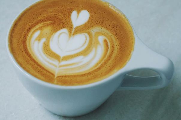 latte with heart shape in the foam
