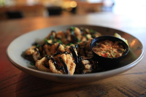 plate of calamari with sauce