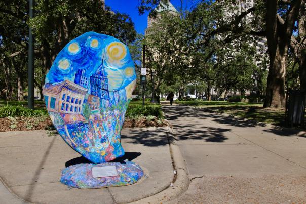 Colorful oyster sculpture