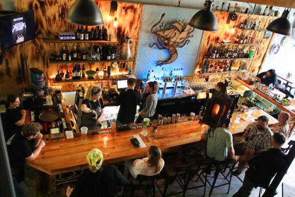 overhead view of the bar