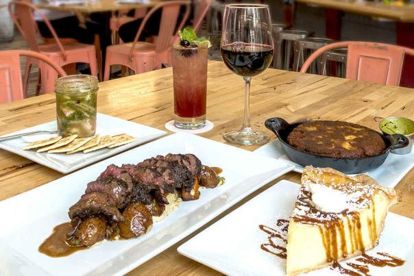 a table set with food at a restaurant in mobile al