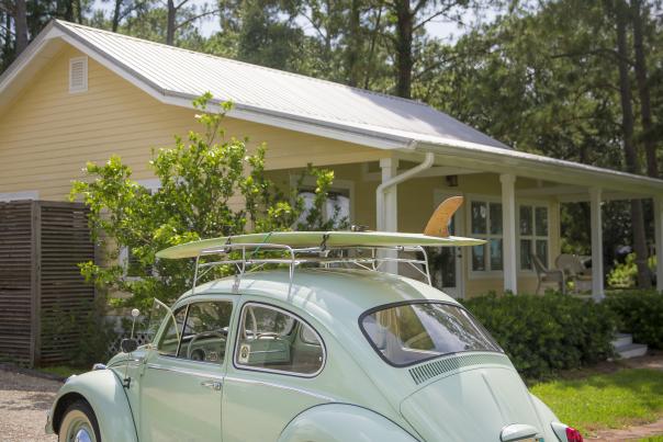 Volkswagon Beetle parked in a driveway