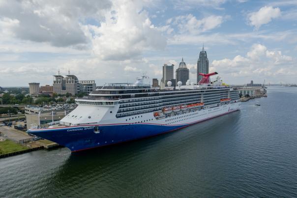 Carnival Cruise ship: Carnival Spirit docked at the Mobile, AL cruise terminal