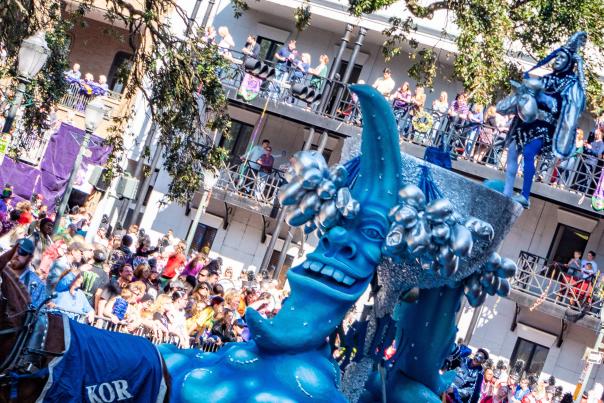 Crescent moon Mardi Gras float