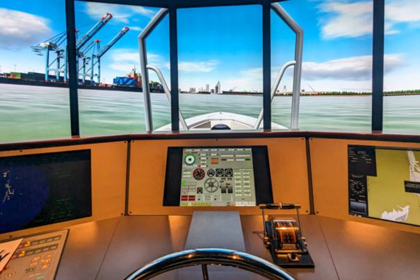 view from the perspective of steering a ship