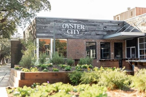 Exterior of Oyster City - rustic, one story building