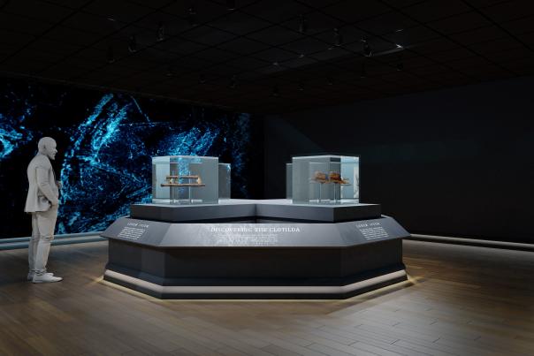 Rendering of a museum display