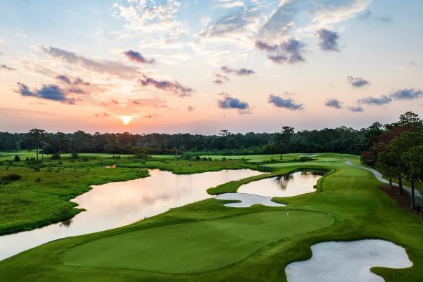Golf course green with sand trap