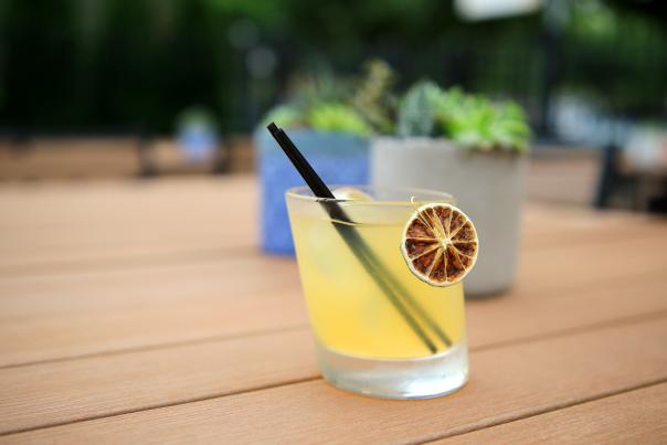 an artisanal cocktail on a table