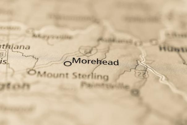 Close-up of a regional map with a focus on Morehead, highlighting service areas for local businesses.