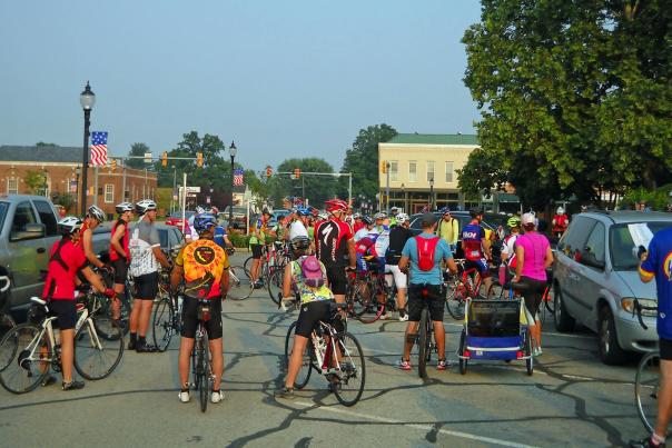 Riders prepare to begin the CIBA Cemetery Ride.