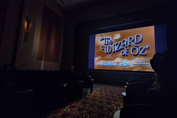 Attendees what the introduction to The Wizard of Oz at the new Martinsville Entertainment Theatre, located on Morgan Street in downtown Martinsville. The theatre shows a mix of film screenings, live music, and other performances.