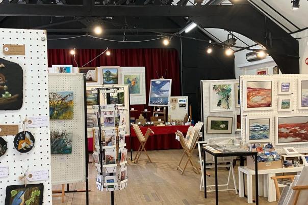 Inside Woodlanders Art Exhibition in Burley