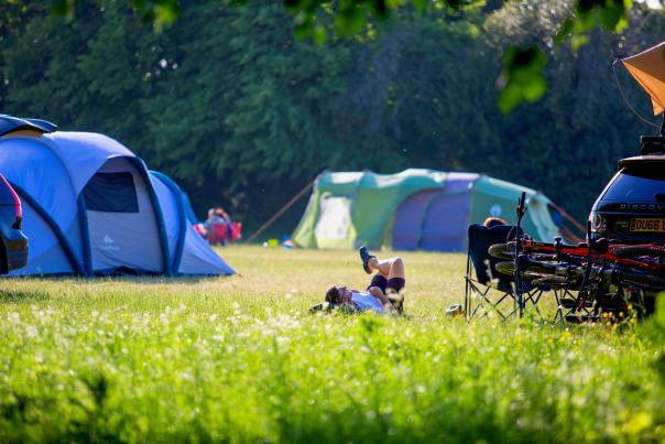 Relaxed camper at Harry's Meadow