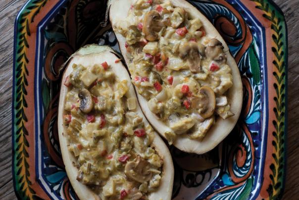 Stuffed Eggplant with Green Chile