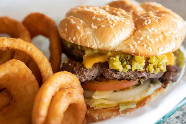 Behold the beauty of a burger at the Bibo Bar and Grill.