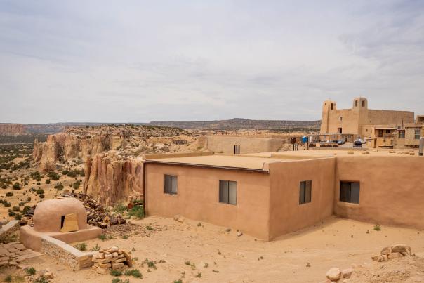 Sky City towers over Acoma's rugged landscape.
