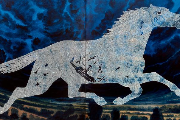 Richard Armendariz's oil painting, Tlazolteotl as a Horse