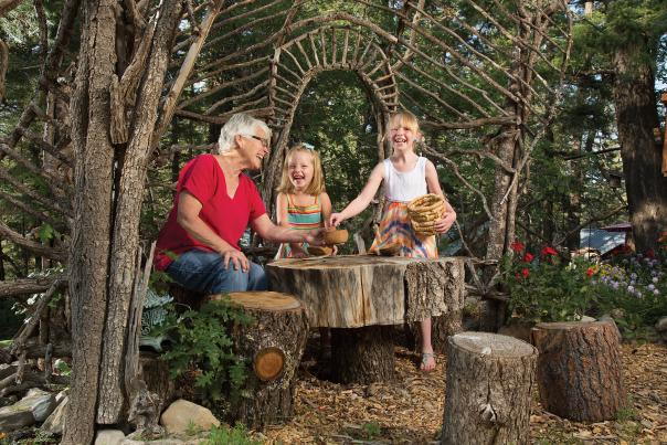 Barnebey welcomes Mia Johnson and Grace Housler to her garden.