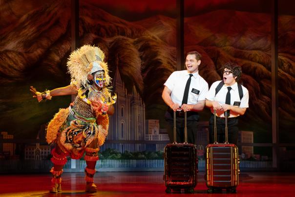 Jewell Noel, Sam McLellan, and Diego Enrico in THE BOOK OF MORMON North American tour