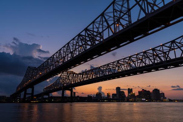 Crescent City Connection Bridge at Night