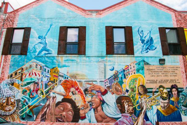 A mural on Oretha Castle Haley Boulevard