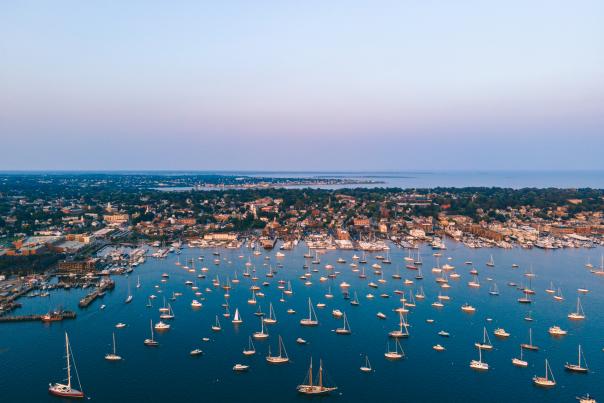 Sunset Drone of Downtown Newport