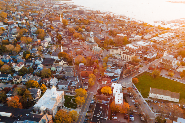 Aerial Fall Newport RI Broadway