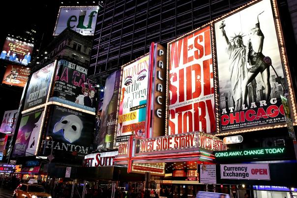 Broadway street in New York at night