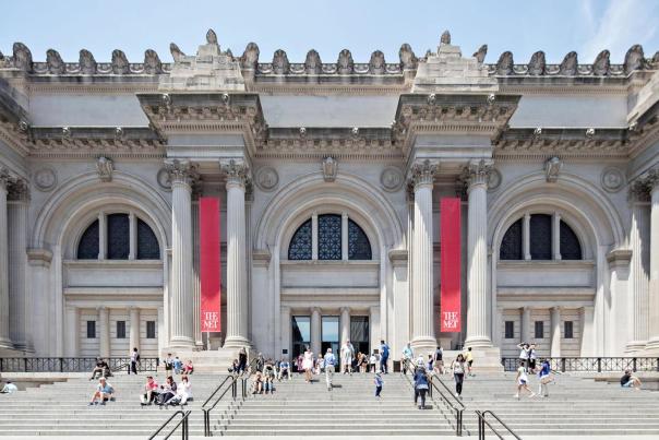 Vaulted arched ceilings and classical columns inside the Great Hall of the Metropolitan Museum of Art in New York City