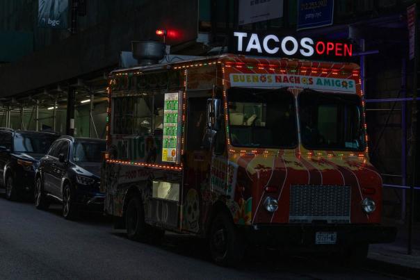 Taco truck parked on a New York street, fitting a roundup of top NYC food trucks and street eats