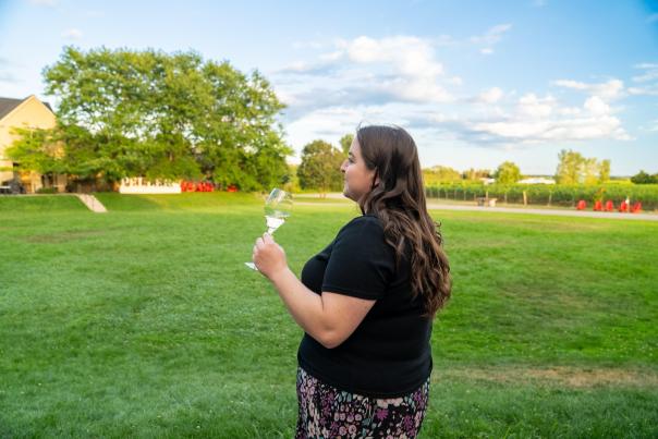 Woman Wine Outdoors Spring