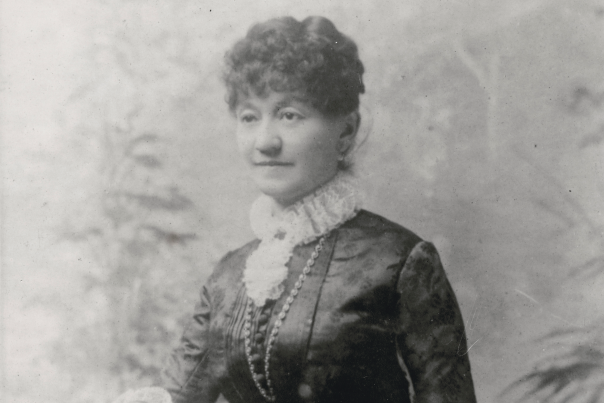 Black-and-white portrait of Susan McSween in a formal victorian dress.
