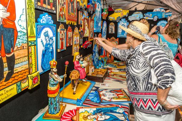 Retablos and bultos at Traditional Spanish Market.