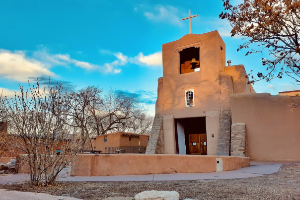 Santa Fe’s San Miguel Chapel's front entrance.