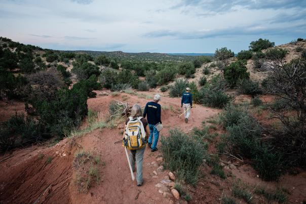 A trail-building crew heads out to create new Galisteo Basin Preserve routes, south of Santa Fe.