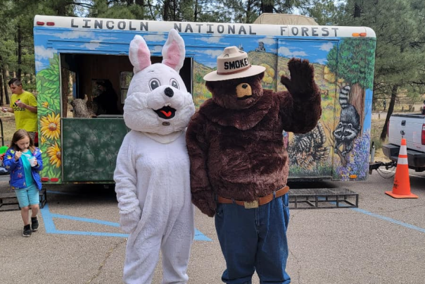 Easter bunny and smokey bear.